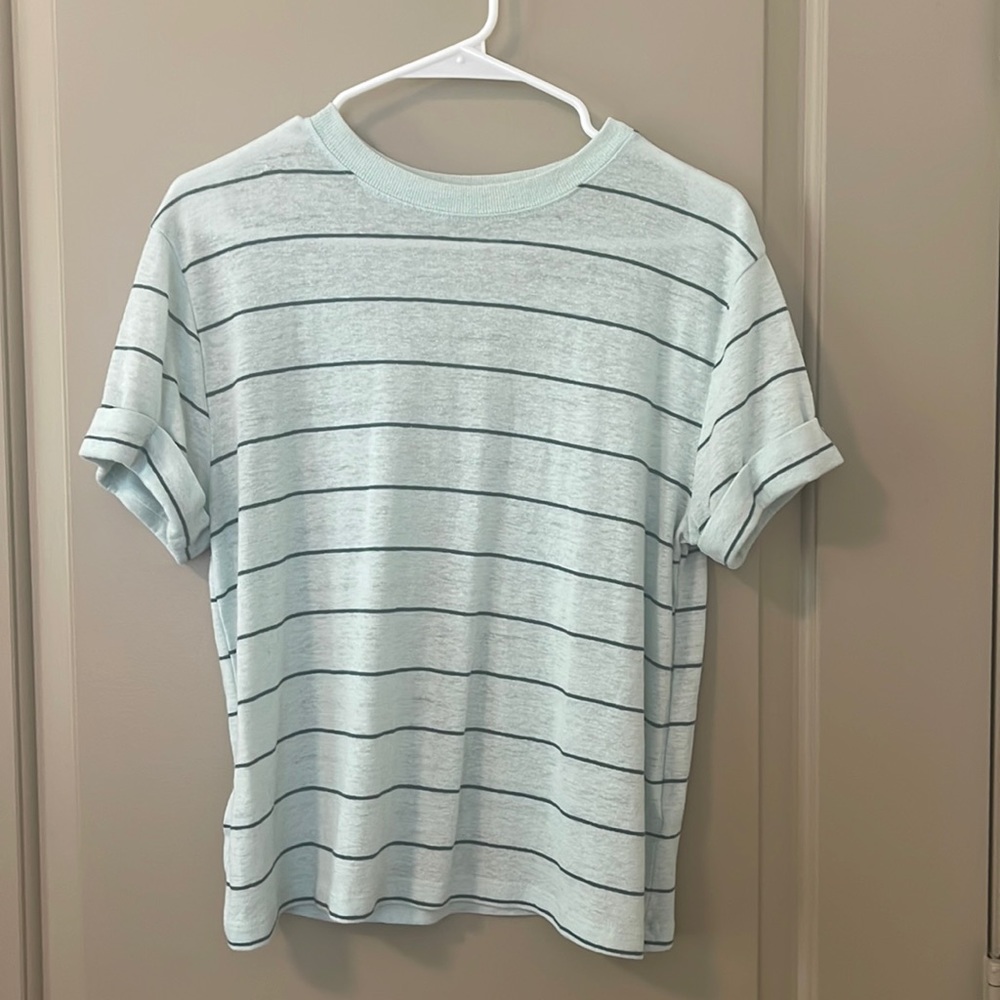 Cuffed Sleeve Striped Tee